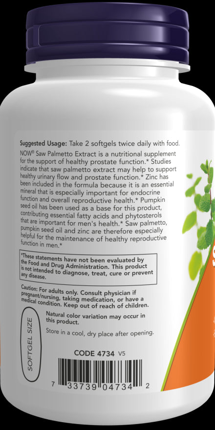 Image of Saw Palmetto Extract 80mg + Pumpkin Seed Oil & Zinc 90sgcaps suggested usage